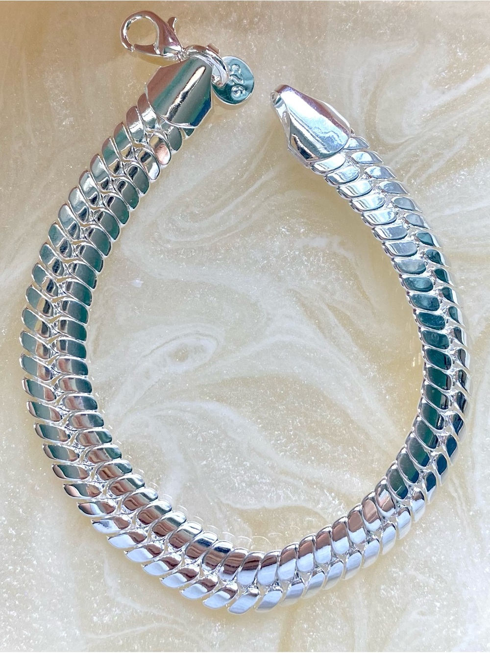 Chunky Silver Herringbone Chain Bracelet